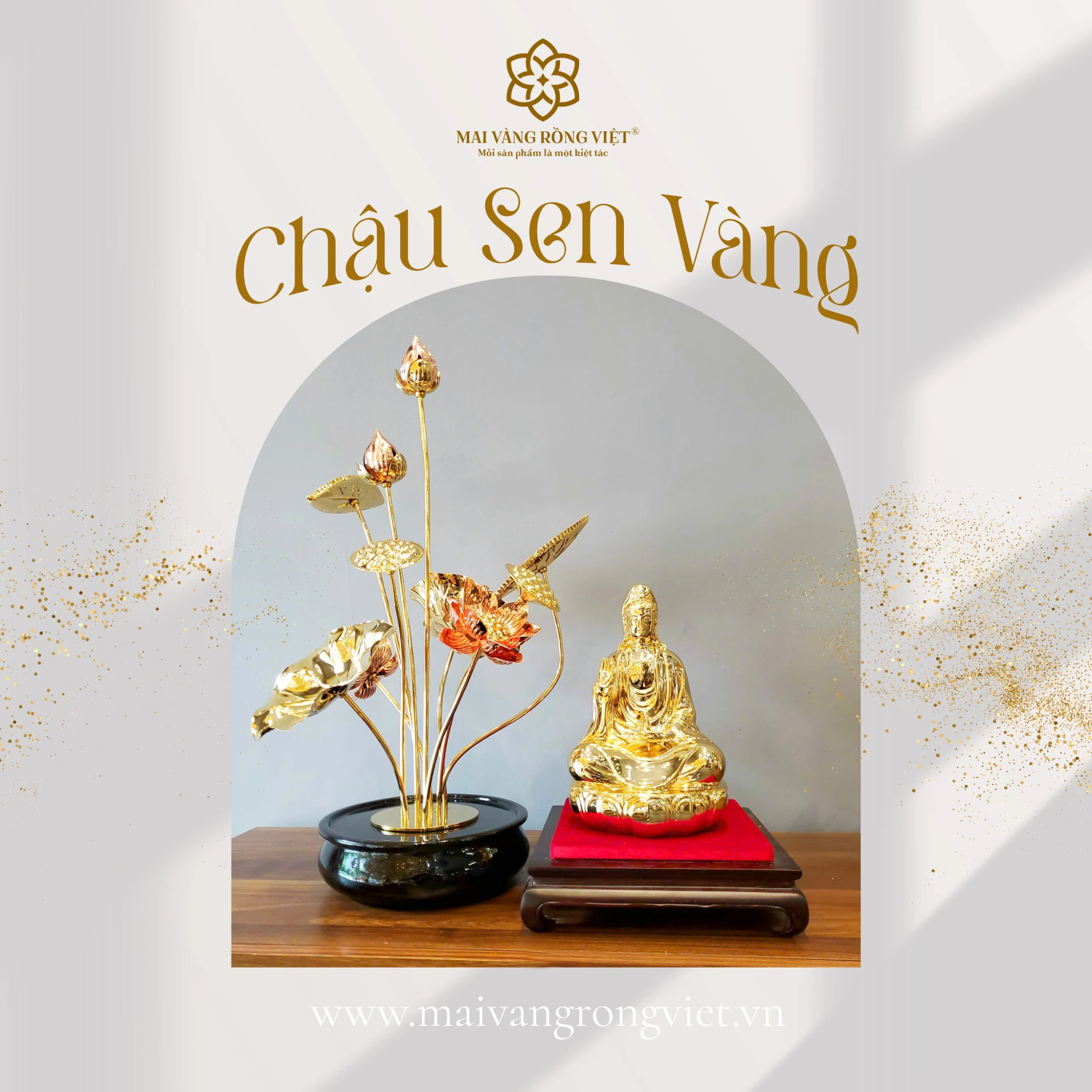 Chậu sen mạ vàng