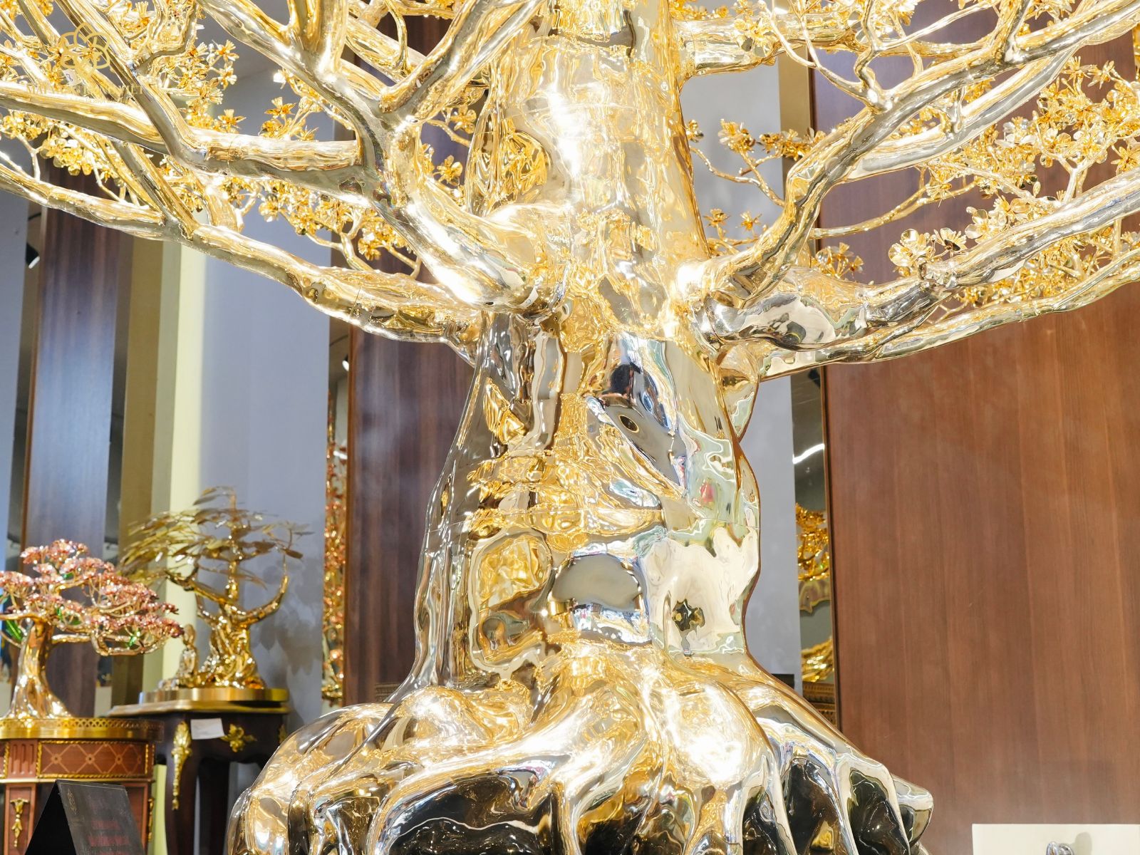 Rễ xòe rộng, bám chắc vào mặt đế, mang ý nghĩa nền tảng vững bền, phúc khí lâu dài