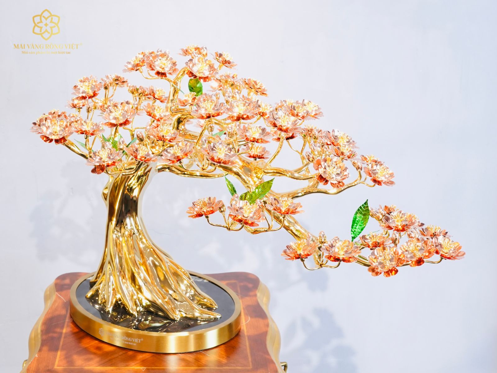 Thân và cành cây Đào Bạt Phong Mạ Vàng 24K Mix Rose Gold