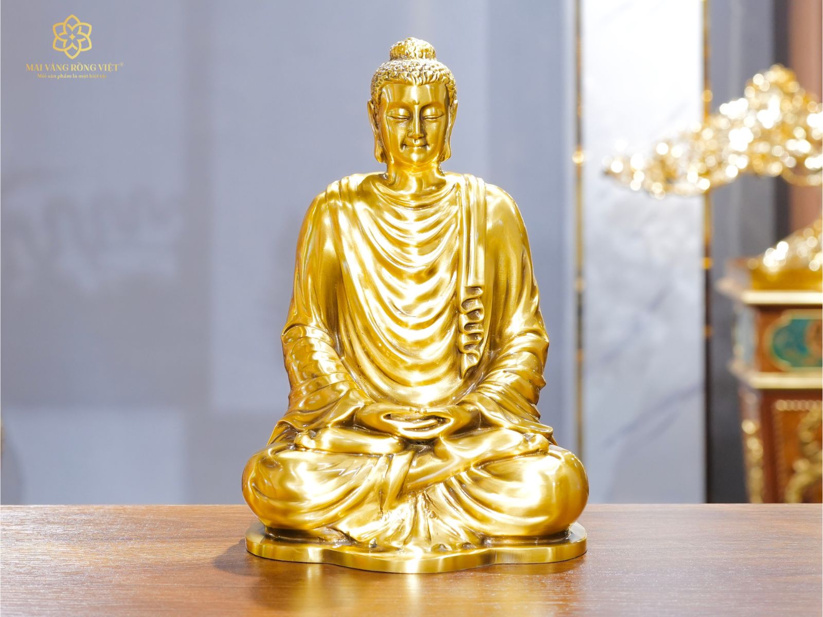 Tượng Phật Thích Ca Mâu Ni mạ cổ điển 24cm