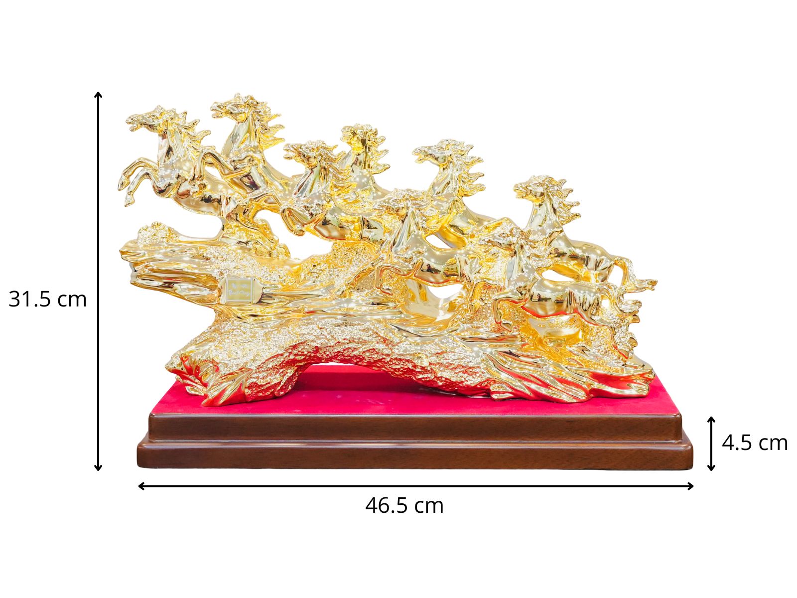 Thông số tượng Bát Mã Truy Phong bằng đồng mạ Gold cao 26cm