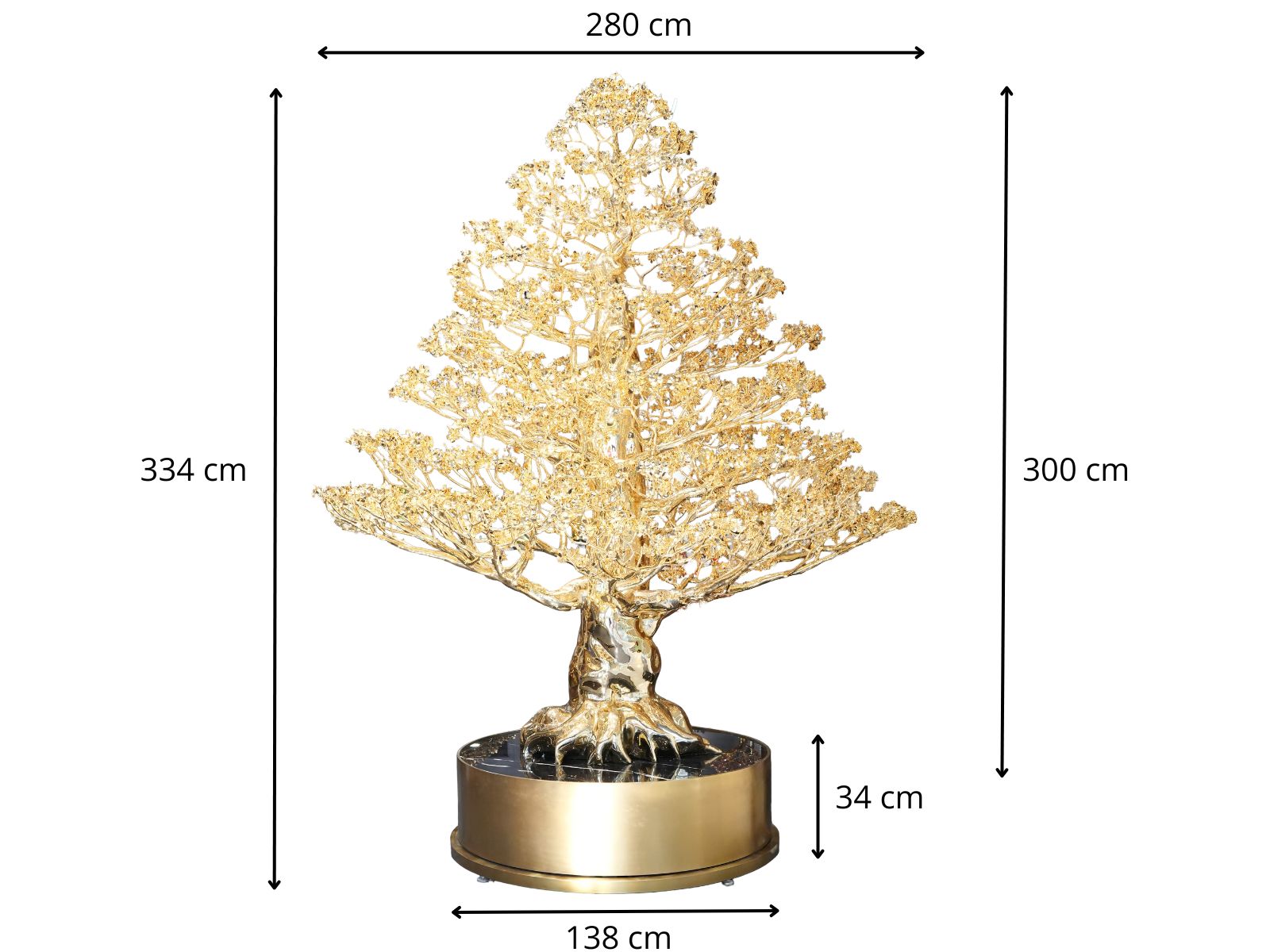 Thông số cây mai Đại Phúc mạ vàng 24K cao 3 mét