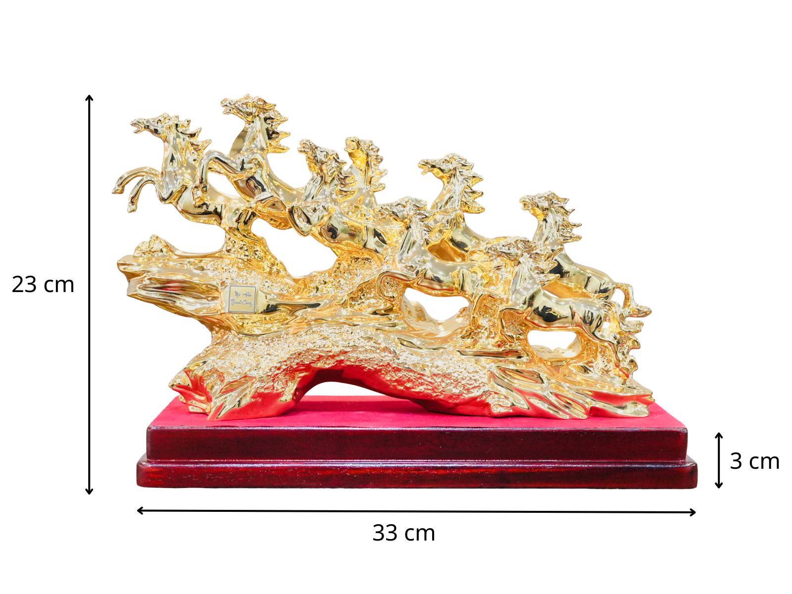 Thông số tượng Bát Mã Truy Phong bằng đồng mạ Gold cao 20cm