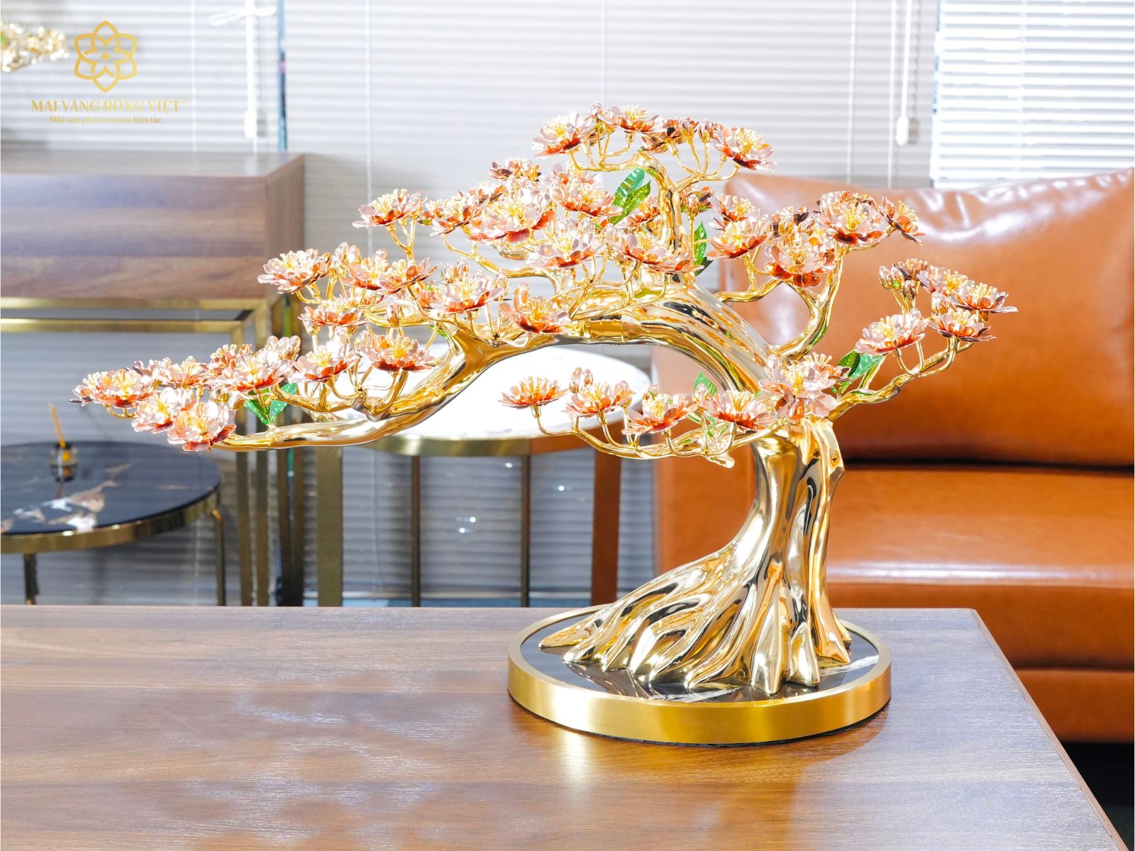Trang trí cây Đào Bạt Phong Mạ Vàng 24K Mix Rose Gold
