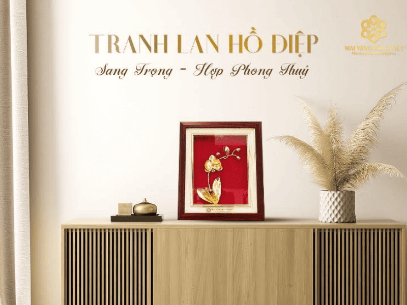Tranh hoa lan hồ điệp mạ vàng 24k