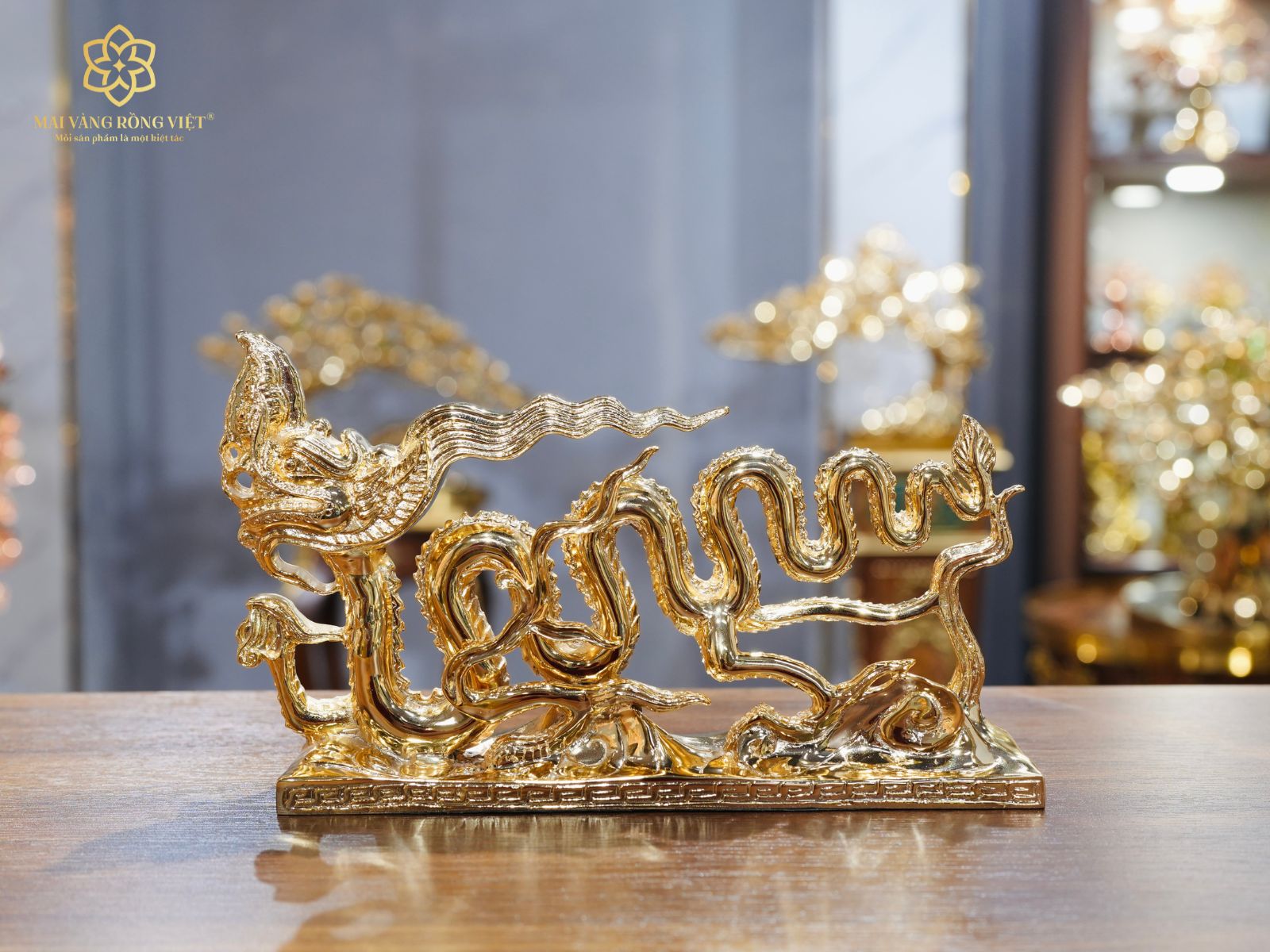Rồng Nhà Lý Mạ Vàng 24K 24cm