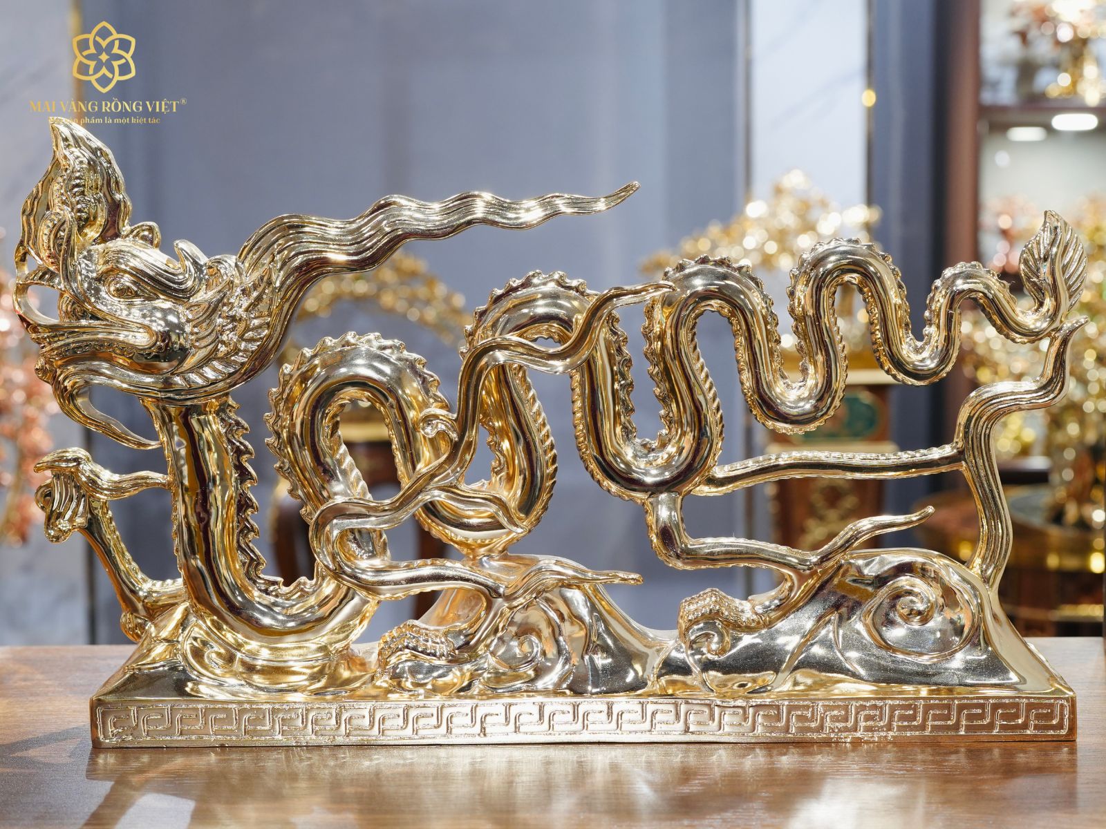 Tượng Rồng Nhà Lý Mạ Vàng 24K 45cm