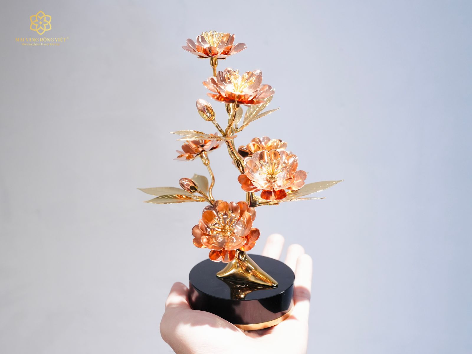 ý nghĩa cành đào mạ vàng 24k mix rose gold