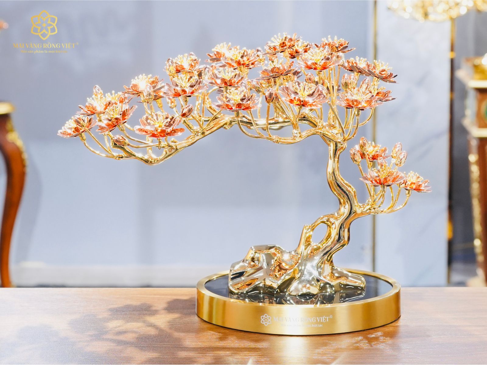 Ý nghĩa cây đào Hồng Xuân mạ vàng 24k mix rose gold