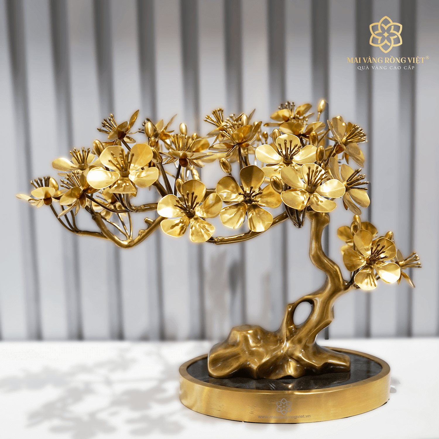 Cây Kim Mai Ngũ Phúc bằng đồng màu cổ điển