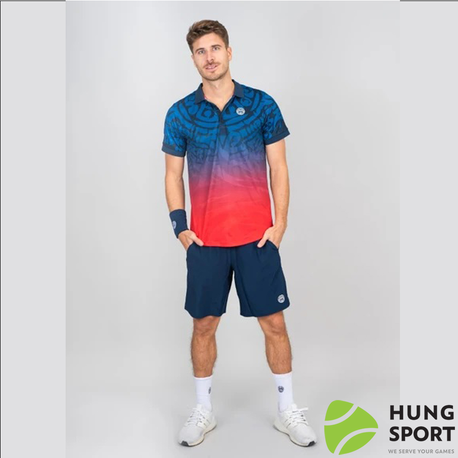 Bộ quần áo thể thao tennis SF BIDIBADU - Xanh/đỏ