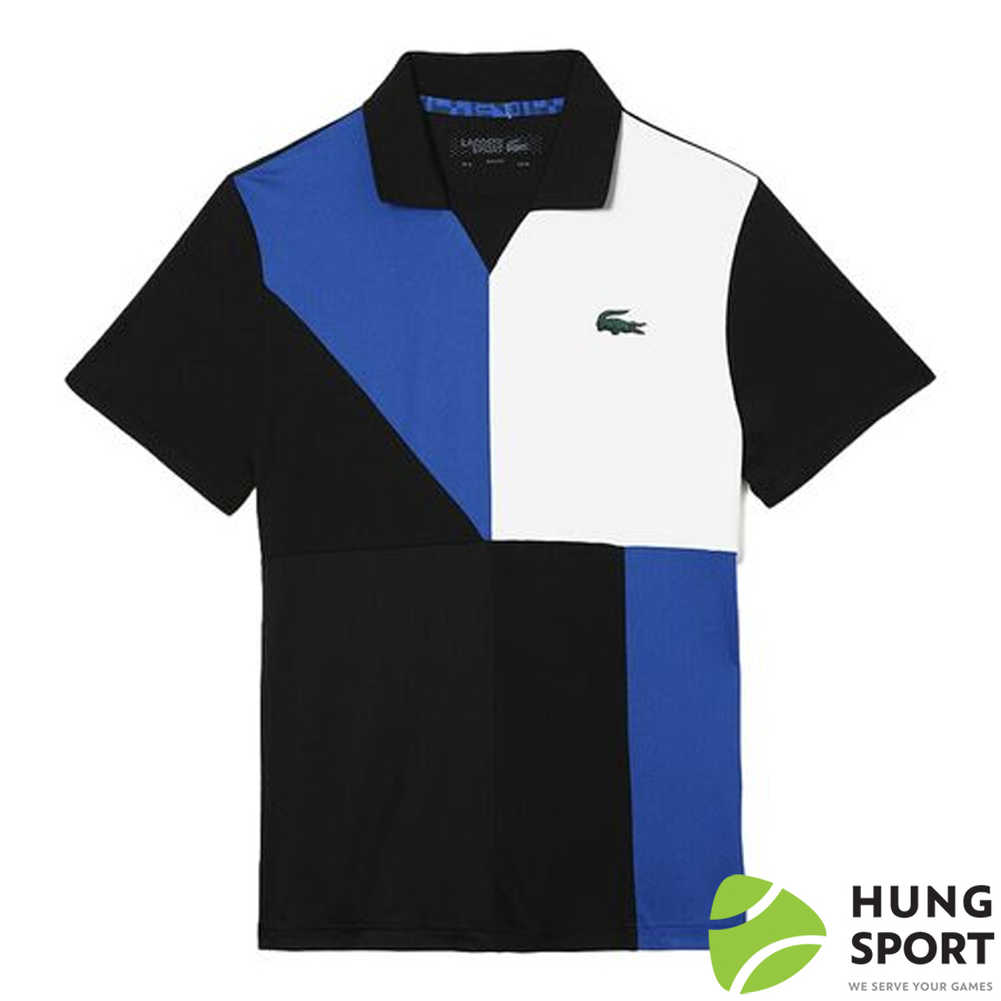 Bộ quần áo thể thao tennis SF Lacoste Polo Trắng/đen/xanh tím than