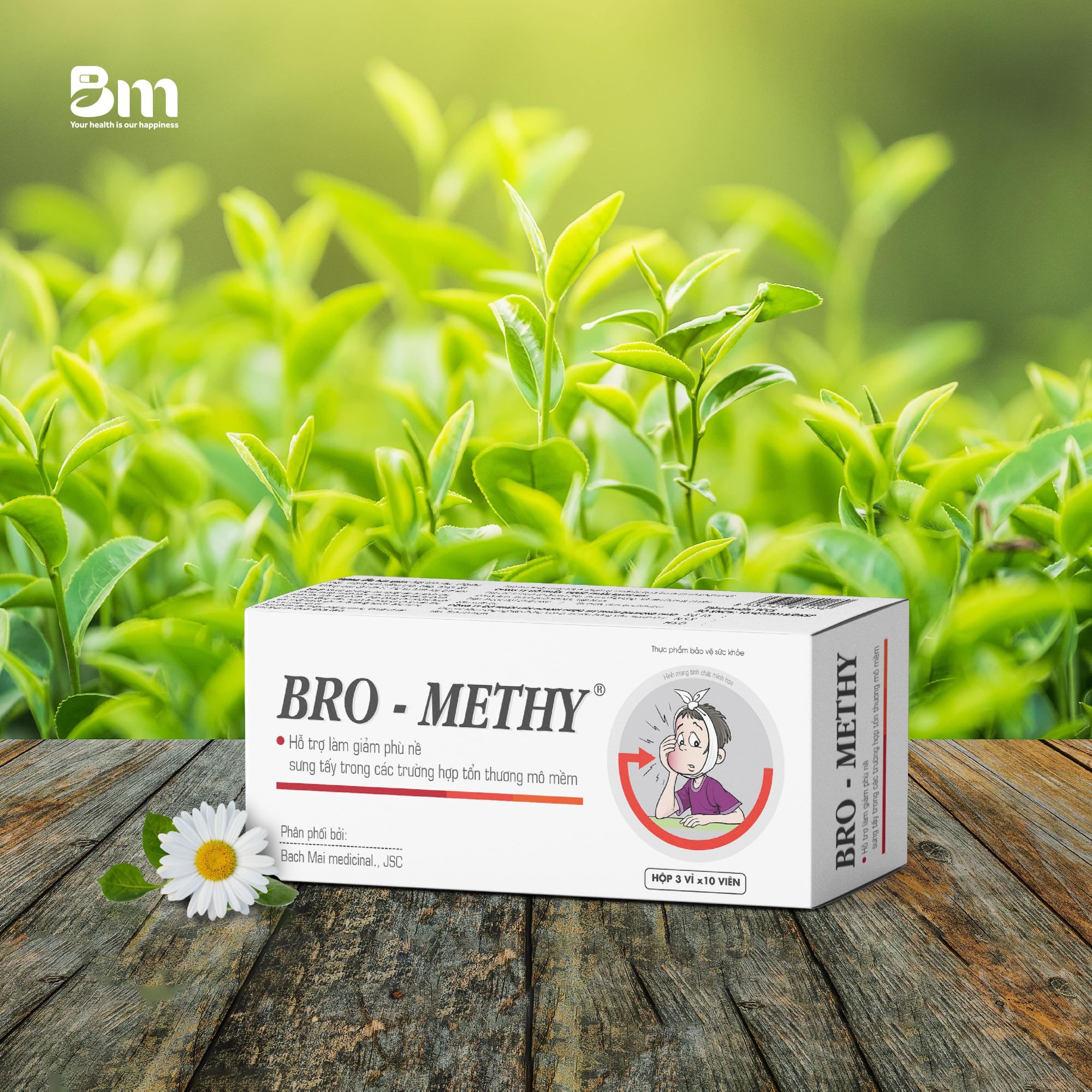 Bro-Methy BACHMAI mang đến giải pháp hỗ trợ giảm phù nề, sưng tấy an toàn và tiện lợi.