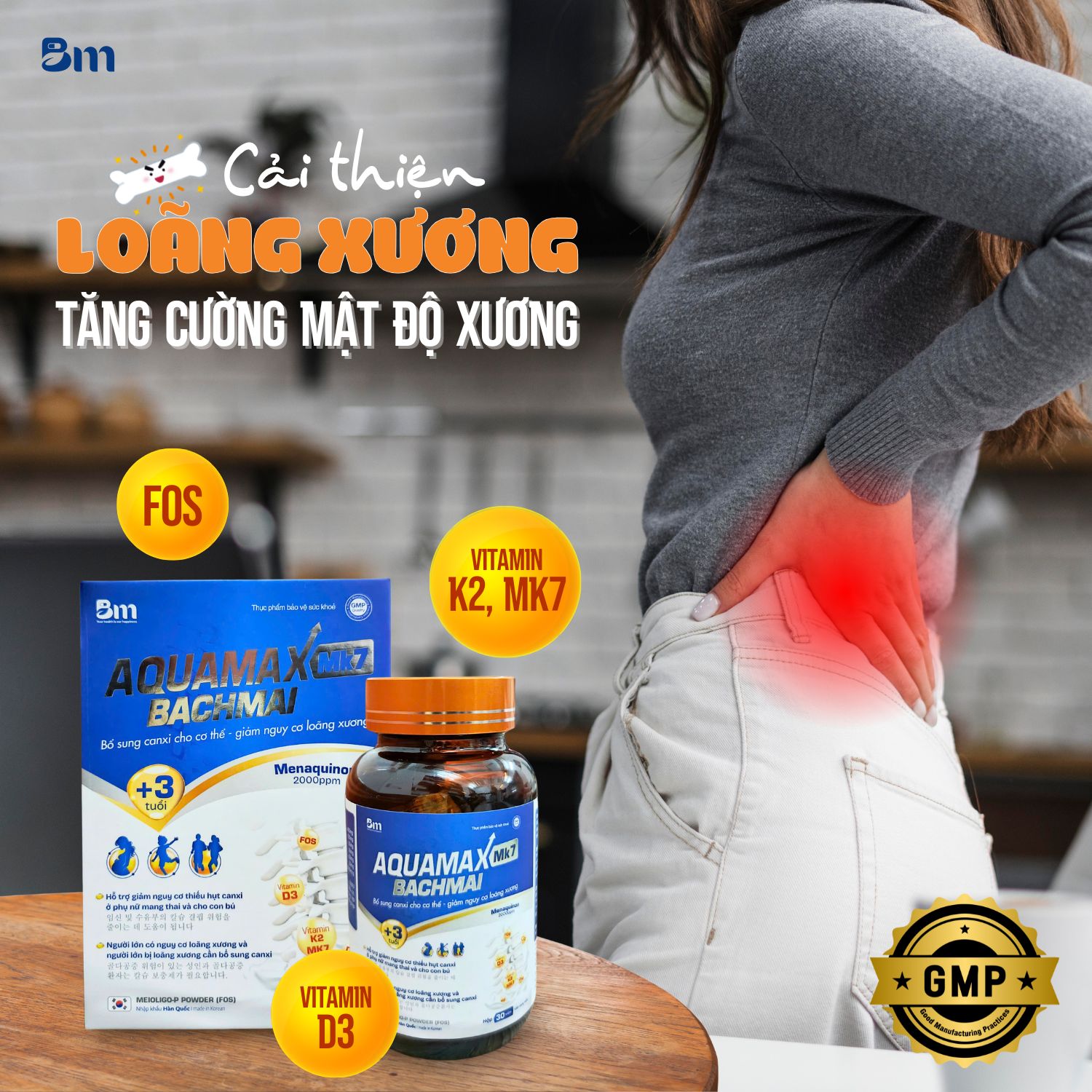 Aquamax BACHMAI Extra giúp xương và răng chắc khỏe, hỗ trợ phòng ngừa loãng xương