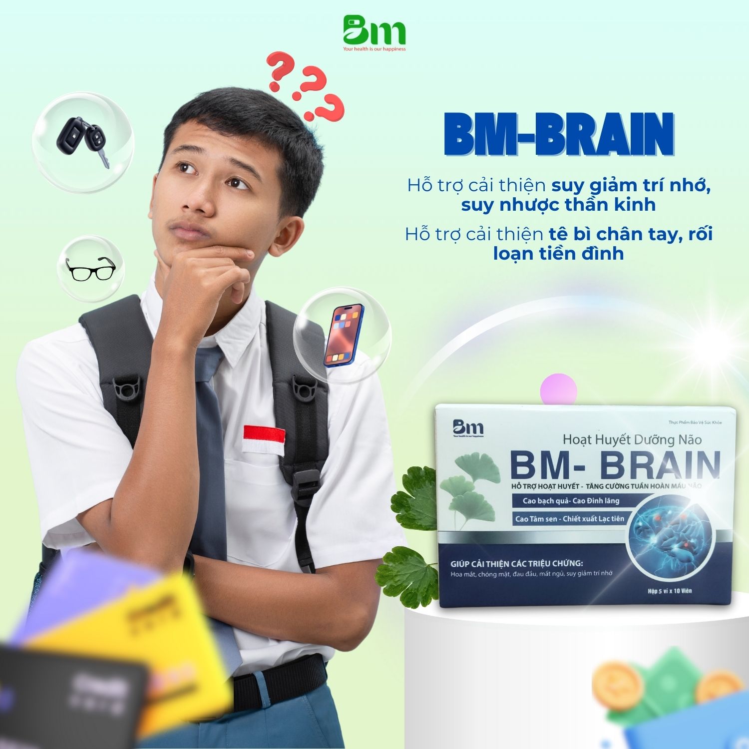 HOẠT HUYẾT DƯỠNG NÃO BM-BRAIN là giải pháp toàn diện giúp tăng cường lưu thông máu não