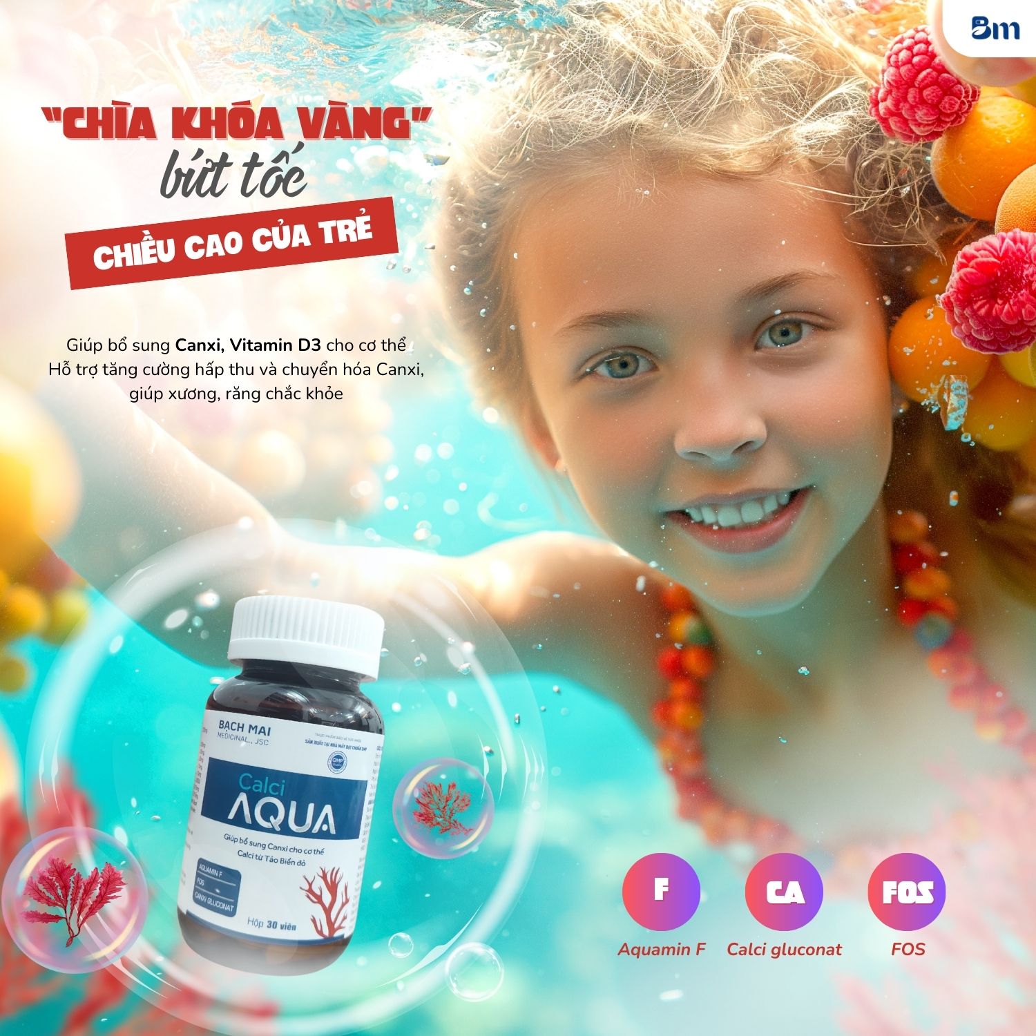 Calci Aqua Family sử dụng Canxi Aquamin F - nguồn canxi hữu cơ quý giá được chiết xuất từ tảo biển đỏ Ireland