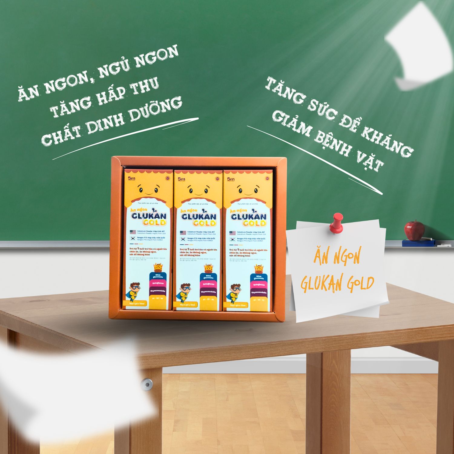 Ăn ngon Glukan Gold phù hợp với các đối tượng trẻ em biếng ăn, khó ngủ