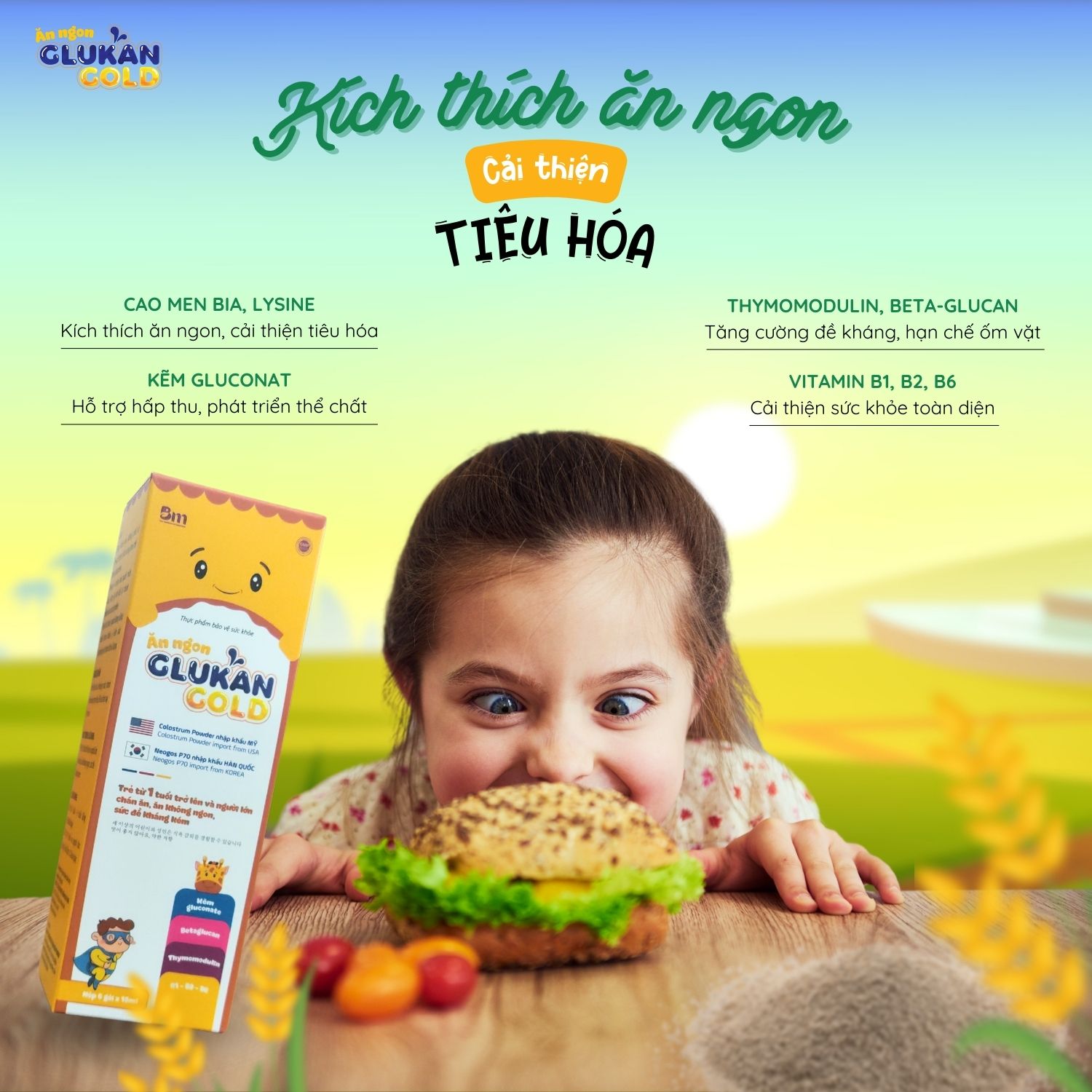 Ăn ngon glukan gold giúp cải thiện biếng ăn