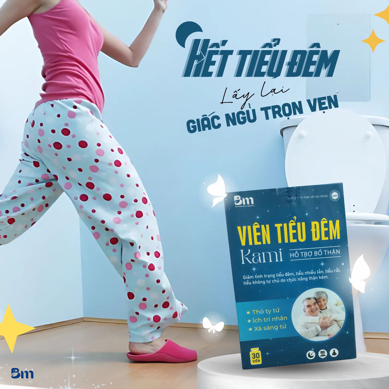 Viên tiểu đêm Kami BACHMAI là sự kết hợp hoàn hảo của các thảo dược quý, giúp hỗ trợ bổ thận, giảm tình trạng tiểu đêm