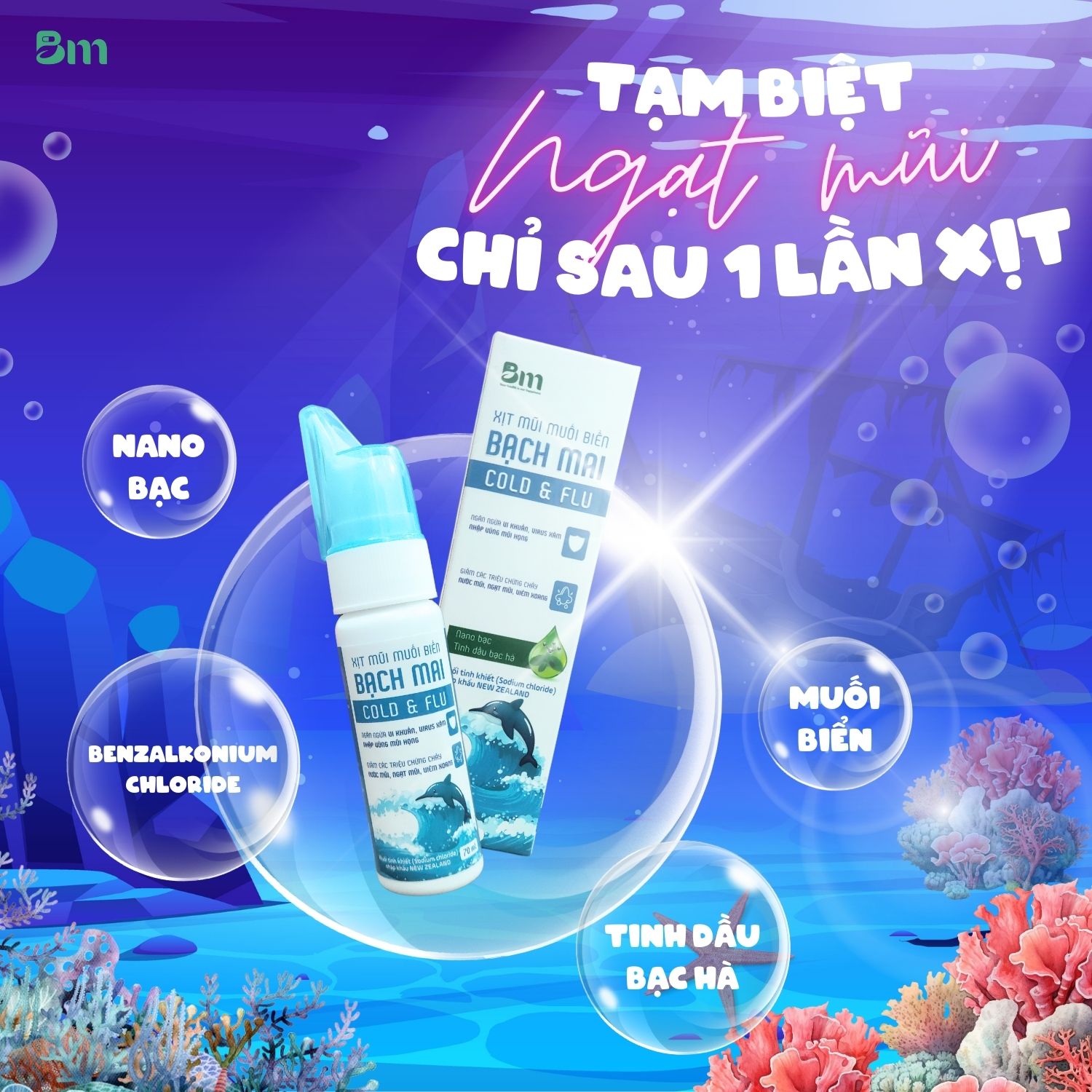 xịt nước muối để làm mềm dịch, giúp quá trình vệ sinh dễ dàng hơn.
