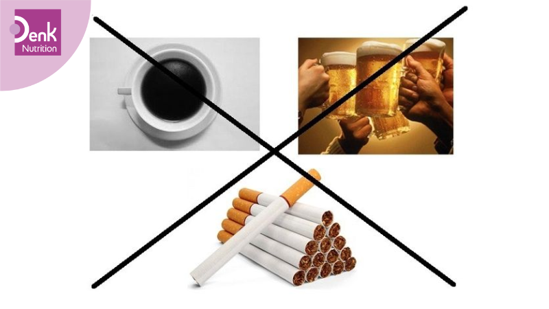 Tránh sử dụng rượu, bia, cafe và thuốc lá