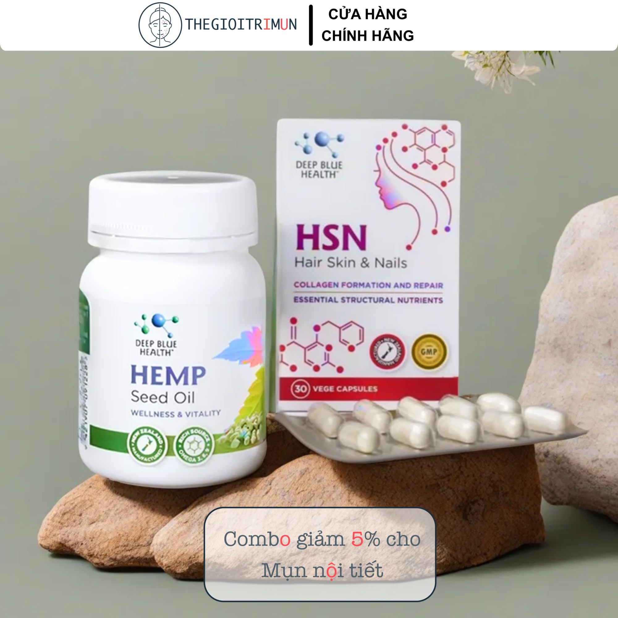 Combo HSN Hair Skin & Nails và Hemp Seed Oil