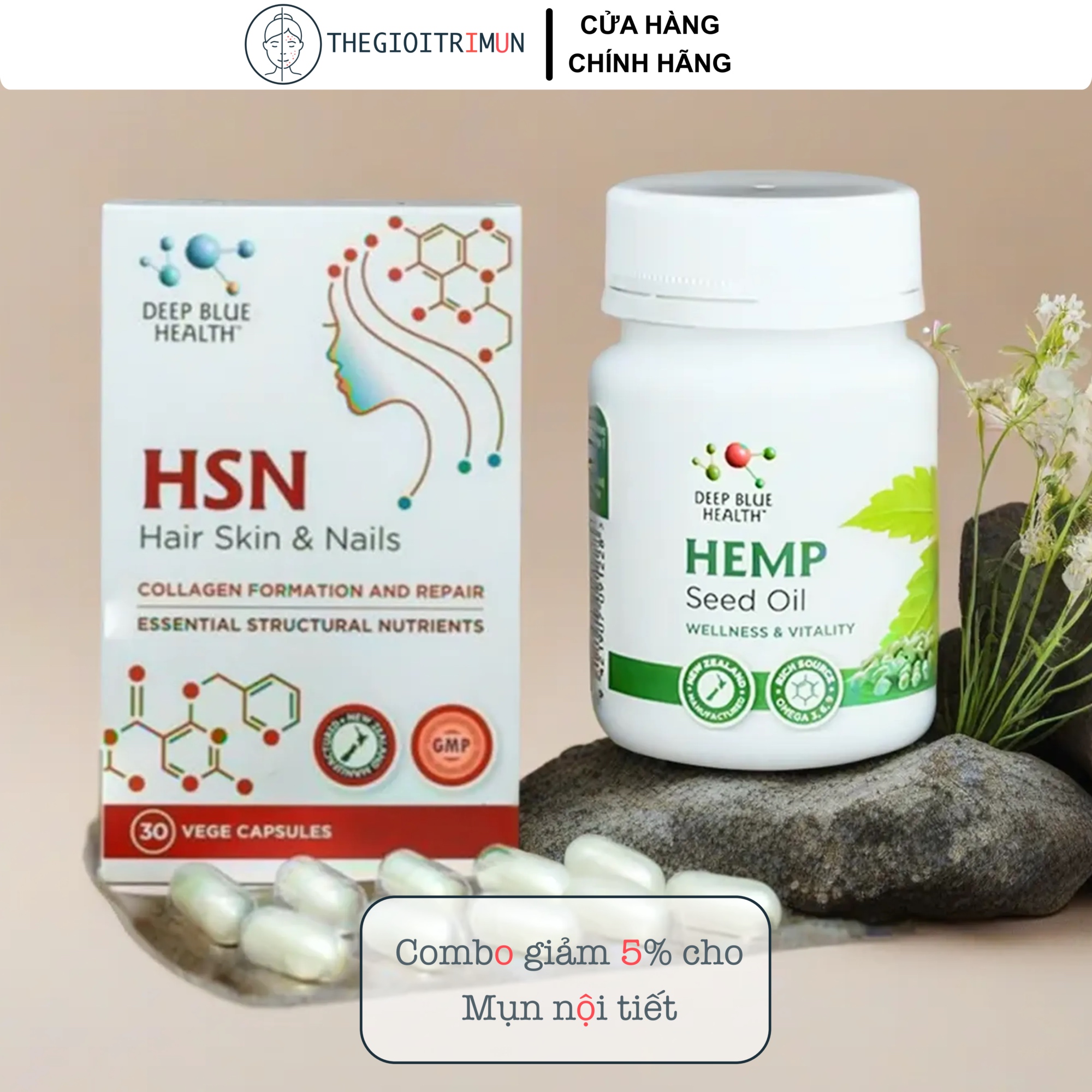 Combo HSN Hair Skin & Nails và Hemp Seed Oil