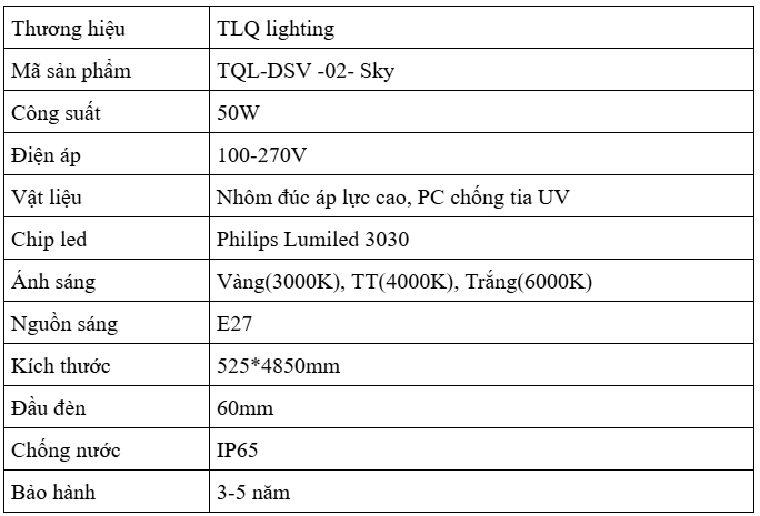 Đầu Đèn Cảnh Quan Sân Vườn Đui E27 TQL-DSV02-Sky