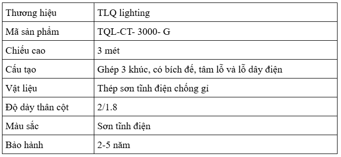 Cột thép 3M TQL Lighting- CT-3000G