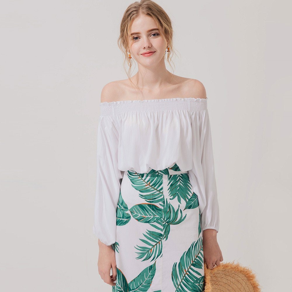 áo trễ vai với các loại chân váy