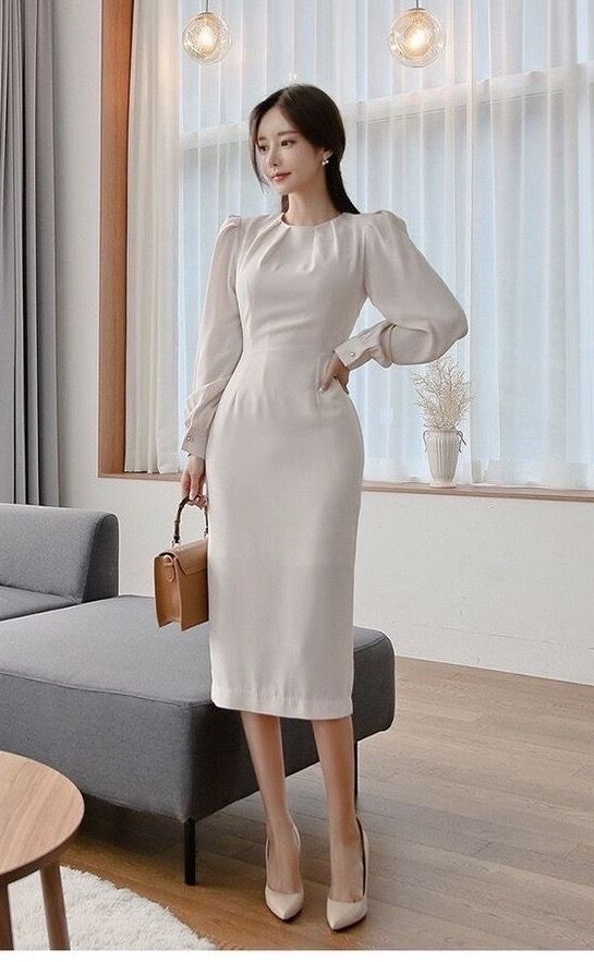 đầm ôm eo với tay phồng