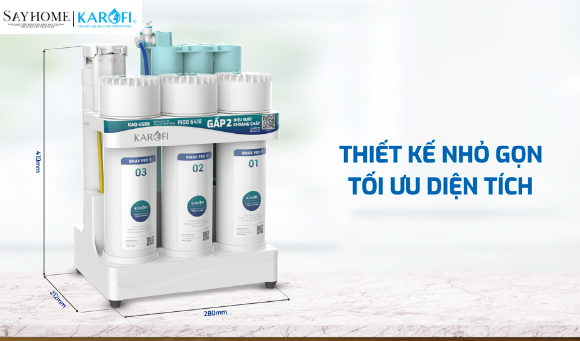 Máy lọc nước để gầm với 10 lõi lọc RO Karofi KAQ-US08 tại thành phố Hồ Chí Minh