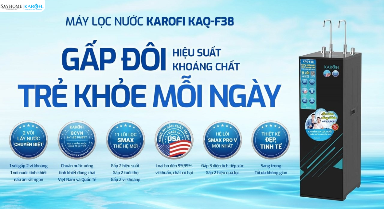 Máy lọc nước tủ đứng 11 lõi lọc Karofi KAQ-F38 tại thành phố Hồ Chí Minh