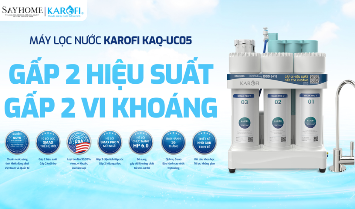 Máy lọc nước để gầm với 10 lõi lọc RO Karofi KAQ-UC05 tại thành phố Hồ Chí Minh