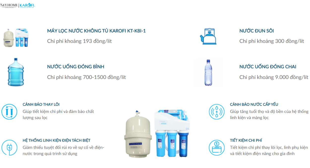 Máy lọc nước để gầm 8 lõi lọc Karofi KT-K8I-1 tại Hồ Chí Minh
