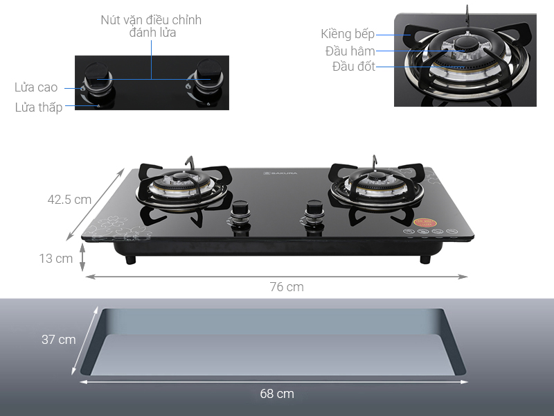 Bếp gas đôi SAKURA SV-2577GB tại thành phố Hồ Chí Minh