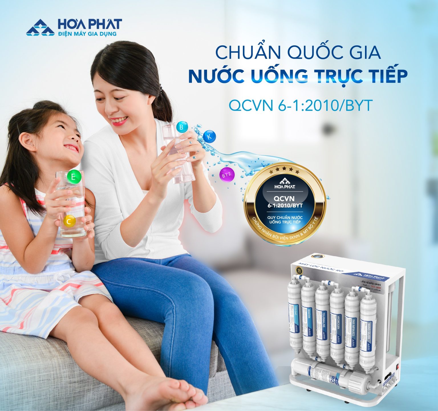 ảMáy lọc nước RO để gầm Hoà Phát HPU488 với 11 lõi lọc cao cấp SAYHOME