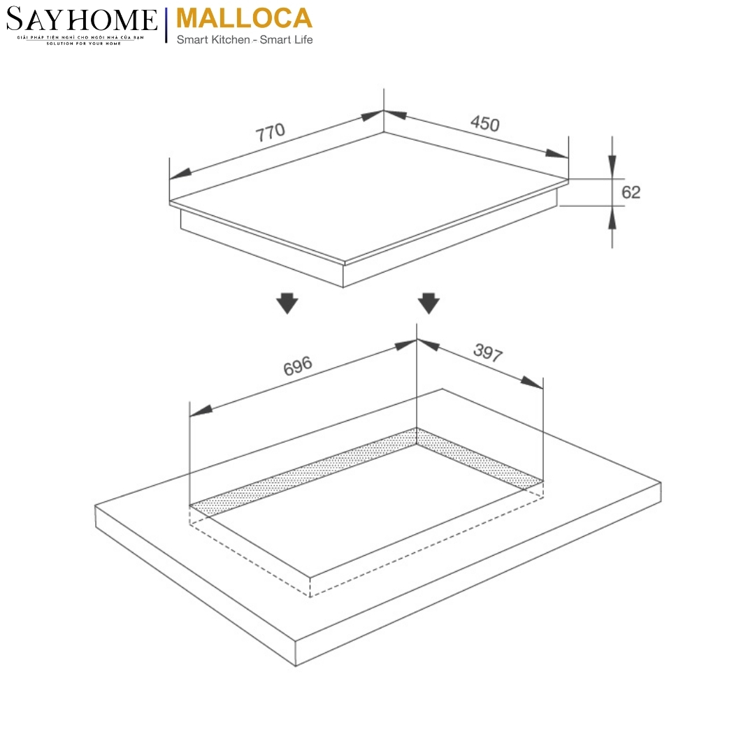 Bếp điện từ kết hợp Malloca MIR 772 tại thành phố Hồ Chí Minh