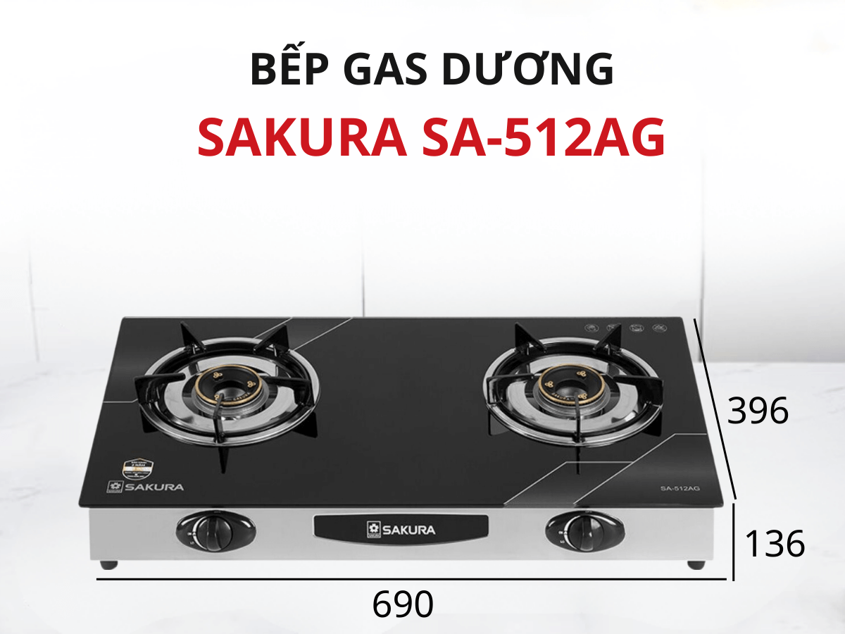 Bếp gas đôi SAKURA SA-512AG tại thành phố Hồ Chí Minh