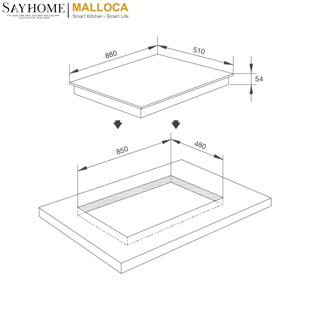 Bếp kính âm 5 từ Malloca Skylux MH-885 tại thành phố Hồ Chí Minh