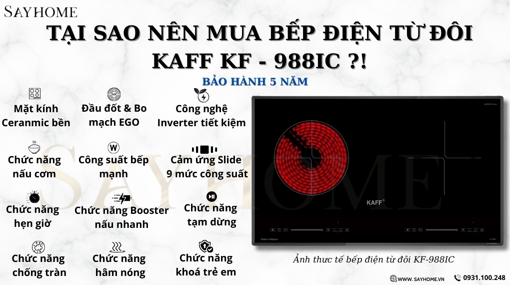 Bếp từ kết hợp hồng ngoại KAFF KF-988IC tại thành phố Hồ Chí Minh
