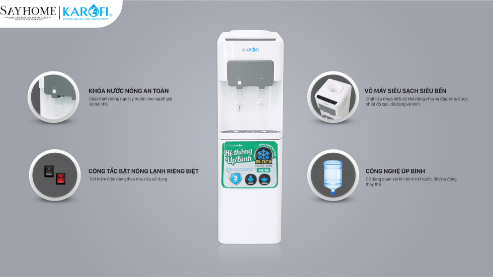 Cây nước nóng lạnh úp bình KAROFI HC16 tại thành phố Hồ Chí Minh
