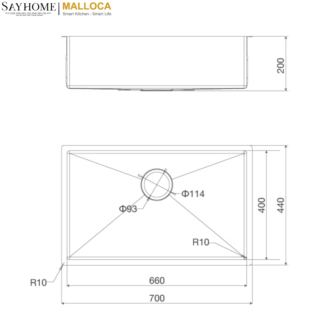 Chậu rửa chén inox Malloca MS 6070 tại thành phố Hồ Chí Minh