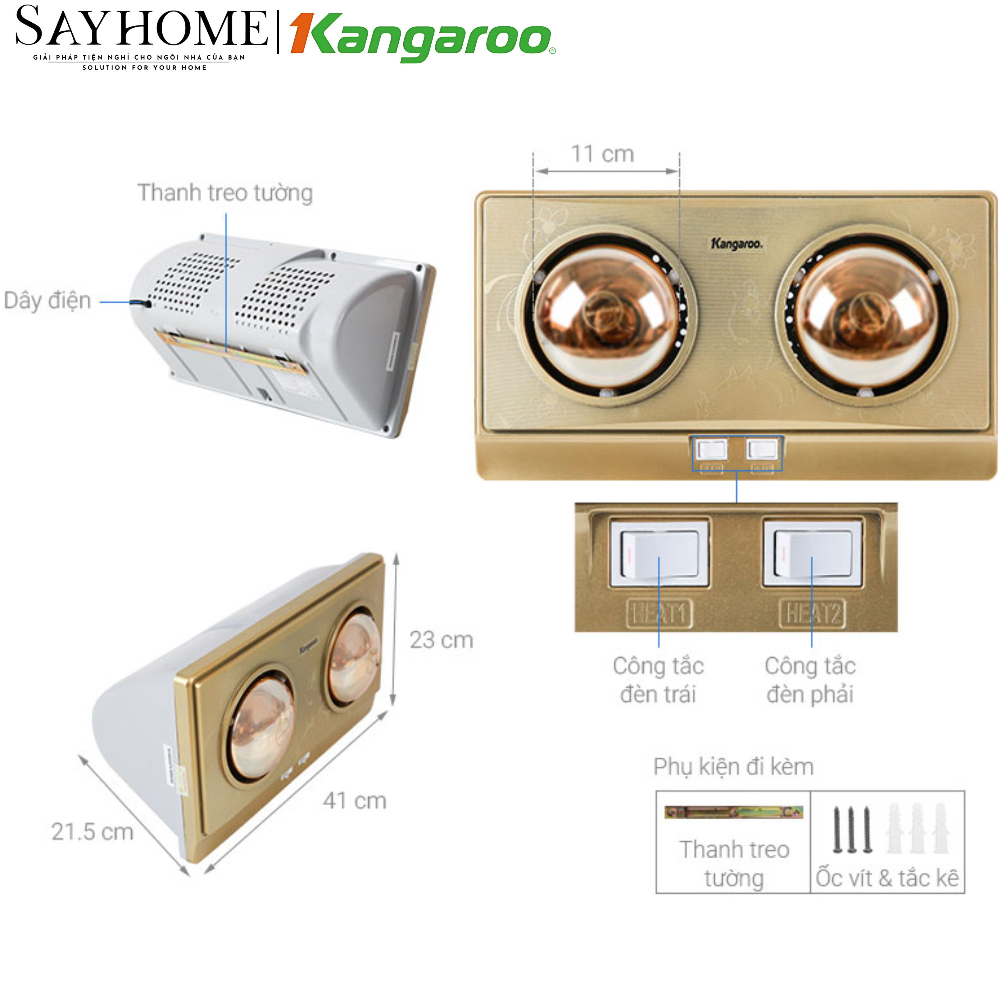 Đèn sưởi nhà tắm Kangaroo KG247V tại thành phố Hồ Chí Minh