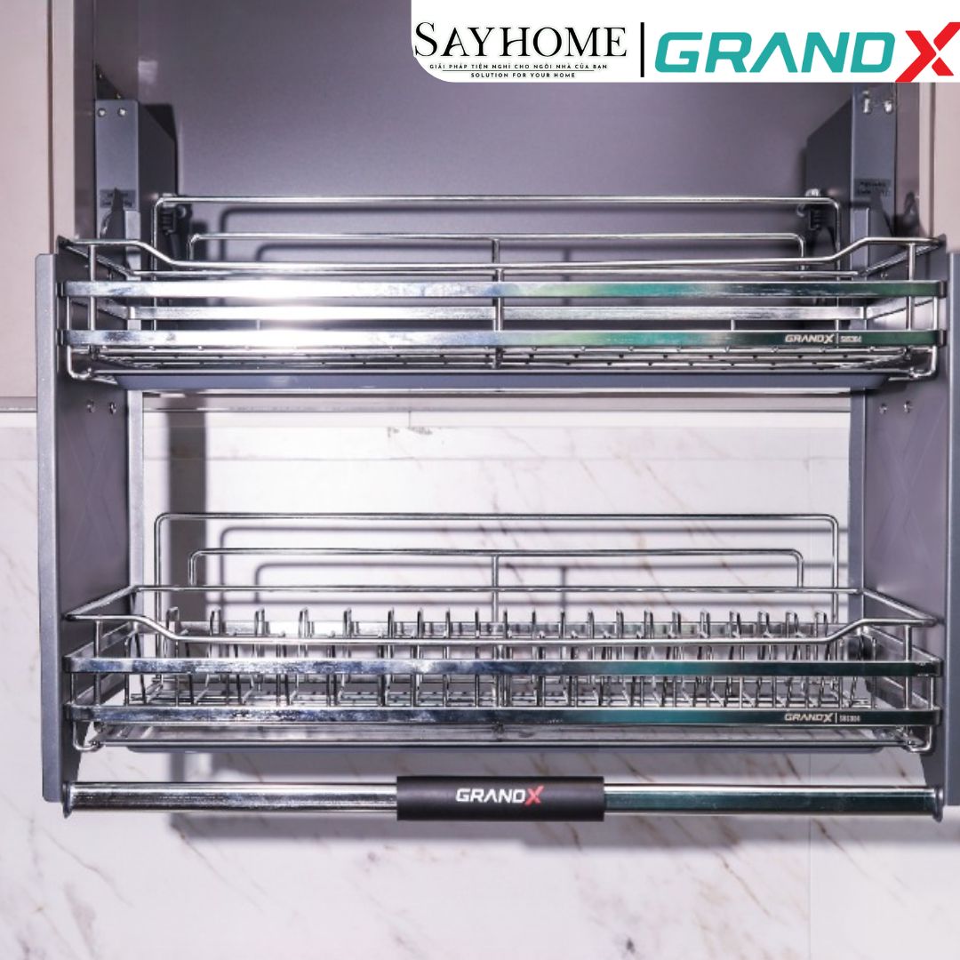 GIÁ BÁT NÂNG HẠ 2 TẦNG NAN DẸT, INOX SUS304 GRAND X XL.60S2 - sayhome