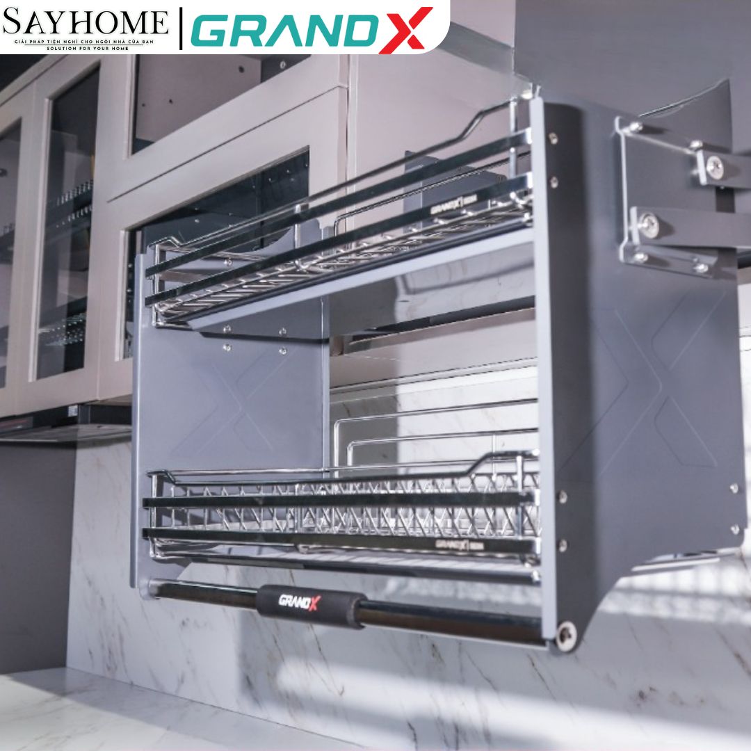 GIÁ BÁT NÂNG HẠ 2 TẦNG NAN DẸT, INOX SUS304 GRAND X XL.60S - sayhome