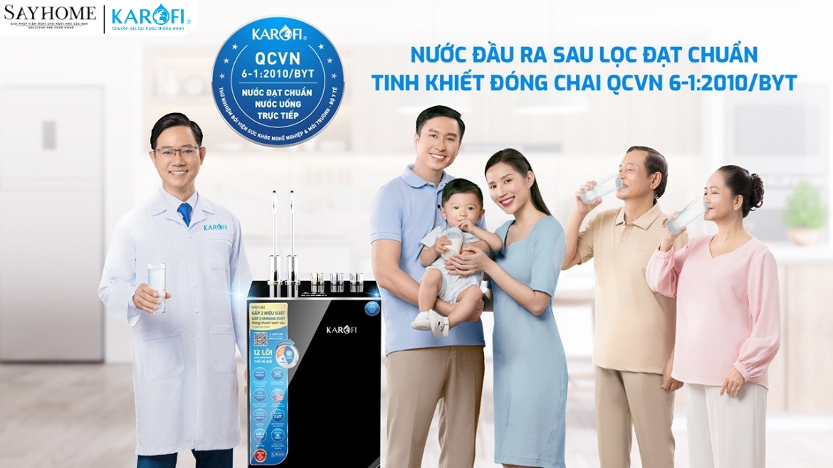 MÁY LỌC NƯỚC NÓNG LẠNH 12 LÕI LỌC KAROFI KAD-X59-sayhome