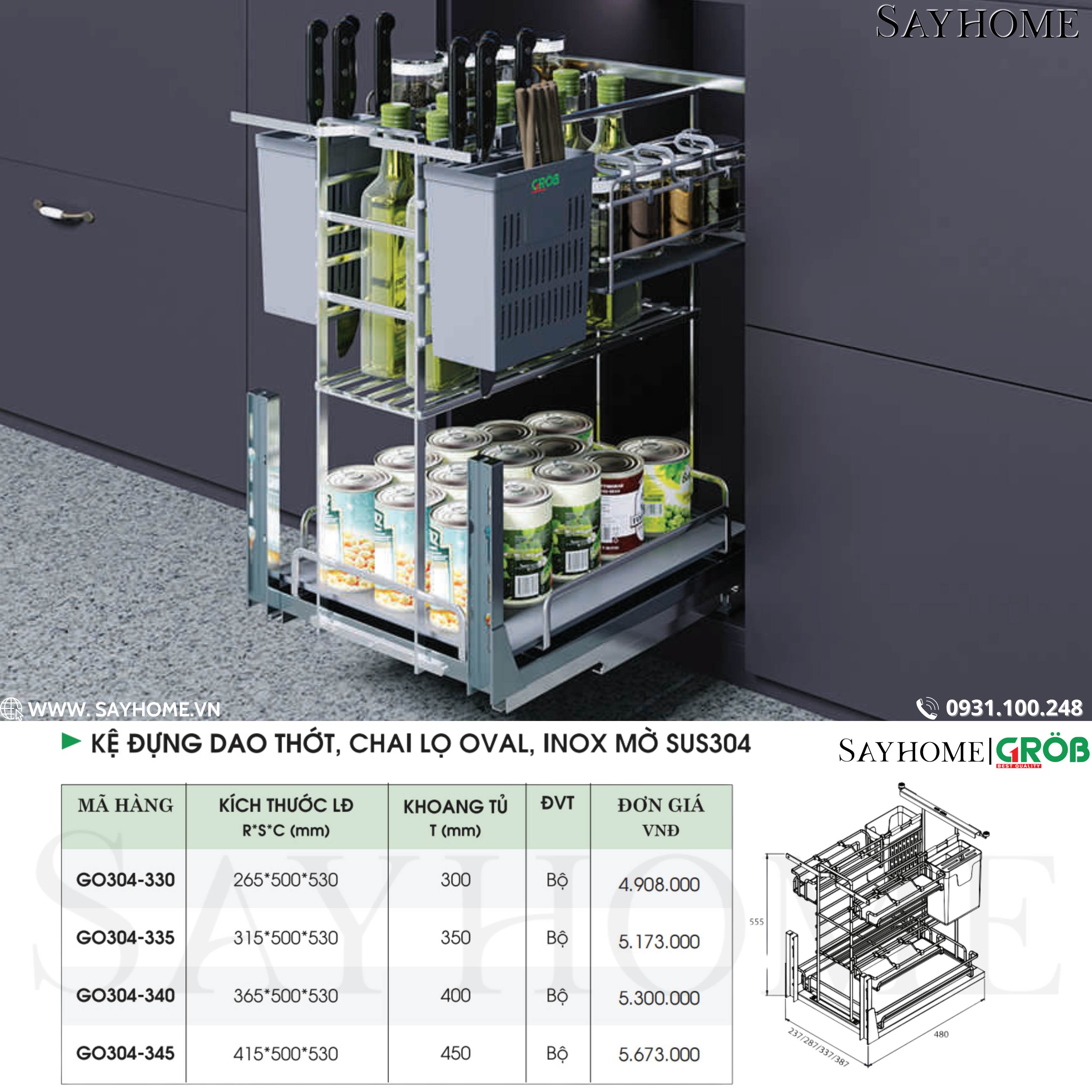 COMBO Phụ kiện tủ bếp cao cấp GROB - Combo 1 tại thành phố Hồ Chí Minh