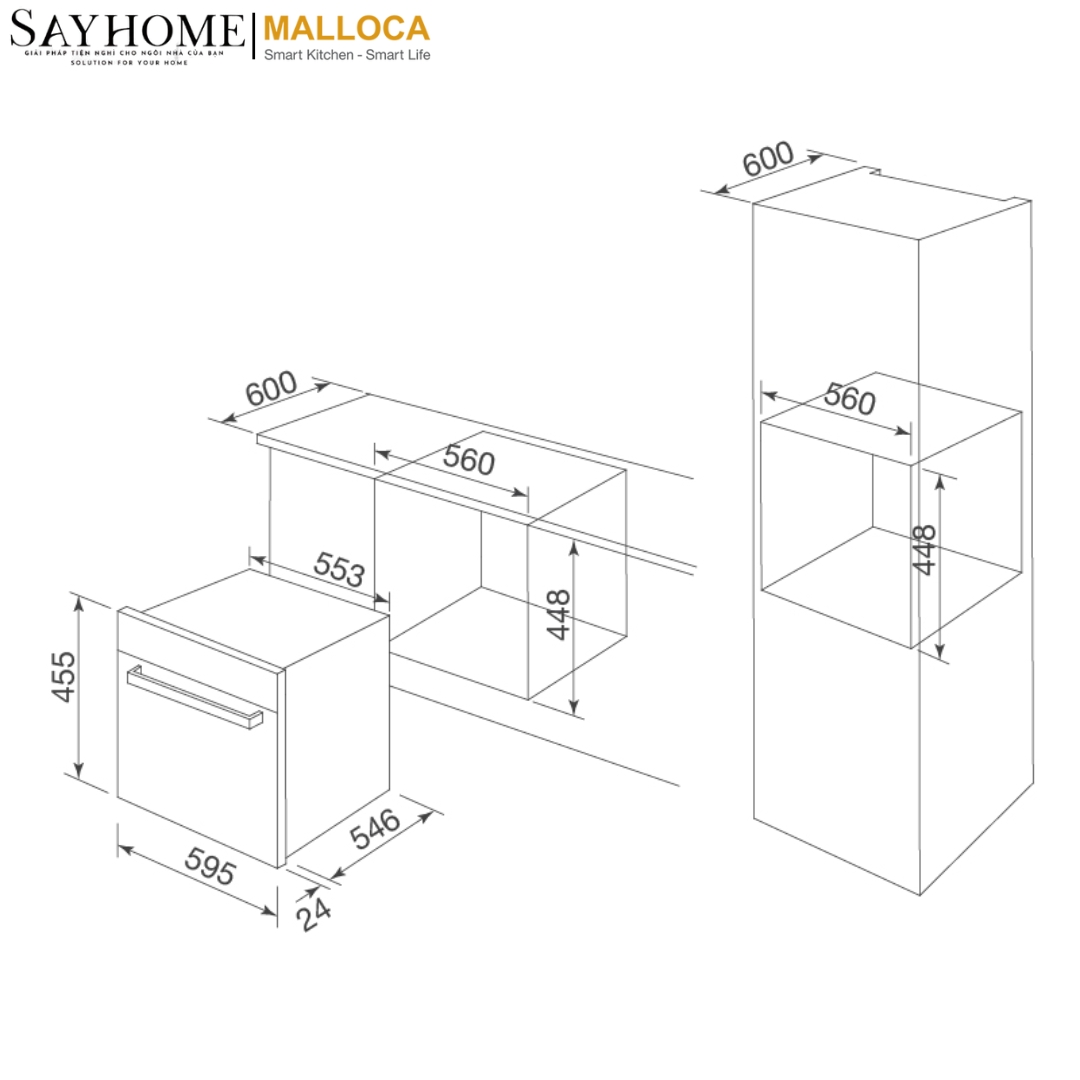 Lò nướng điện âm tủ 40 Lít Malloca MOV-40CP tại thành phố Hồ Chí Minh