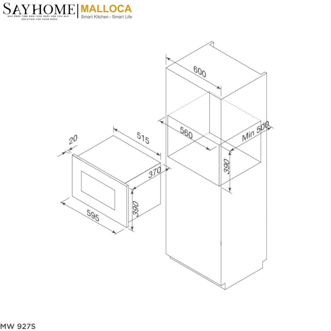 Lò vi sóng âm tủ 27 lít Malloca MW 927S tại thành phố Hồ Chí Minh
